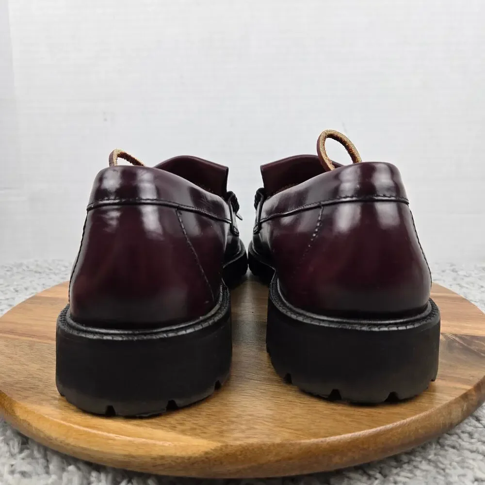 G.H. Bass & Co Weejuns Mens 13D Layton Burgundy Leather Kiltie Tassel Lug Loafer